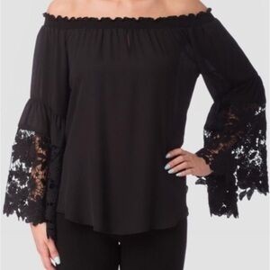 Joseph Ribkoff Lace Belle Sleeve Top Style 173286